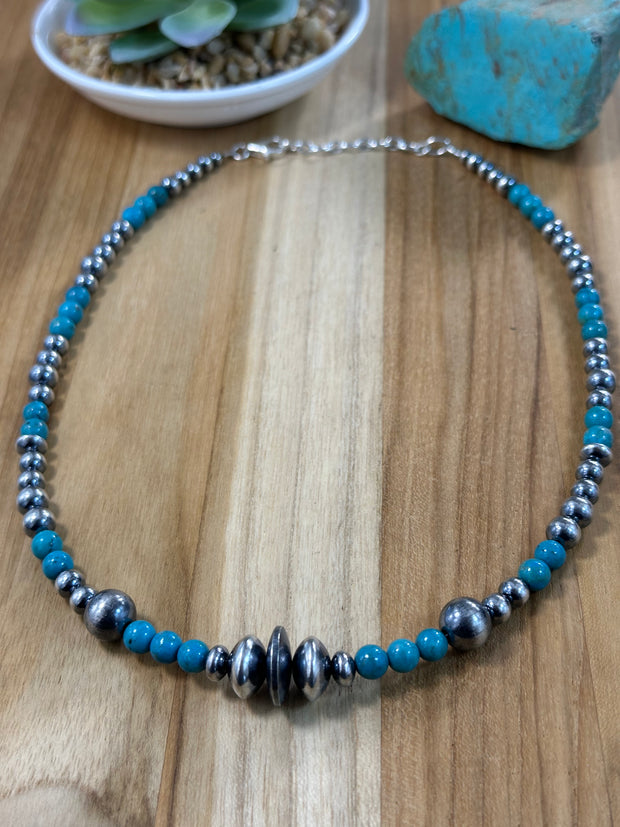 All Turquoise and Navajo Pearl Necklace