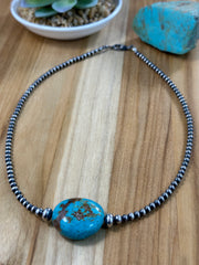 Kingman Turquoise and Navajo Pearl Necklace