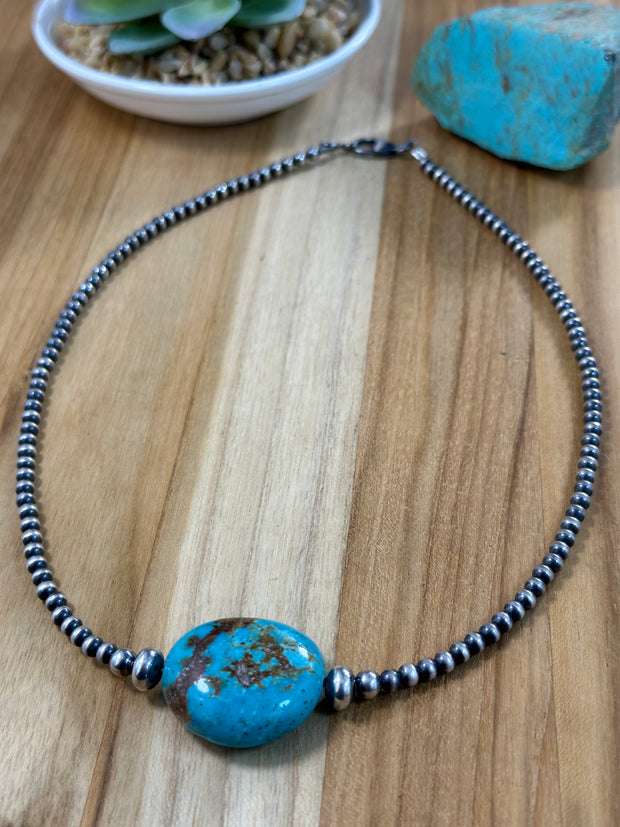 Kingman Turquoise and Navajo Pearl Necklace