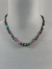 Cotton Candy and Navajo Pearl Necklace