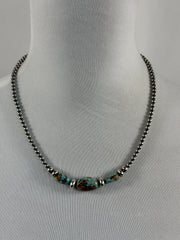 Kingman Turquoise and Navajo Pearl Necklace