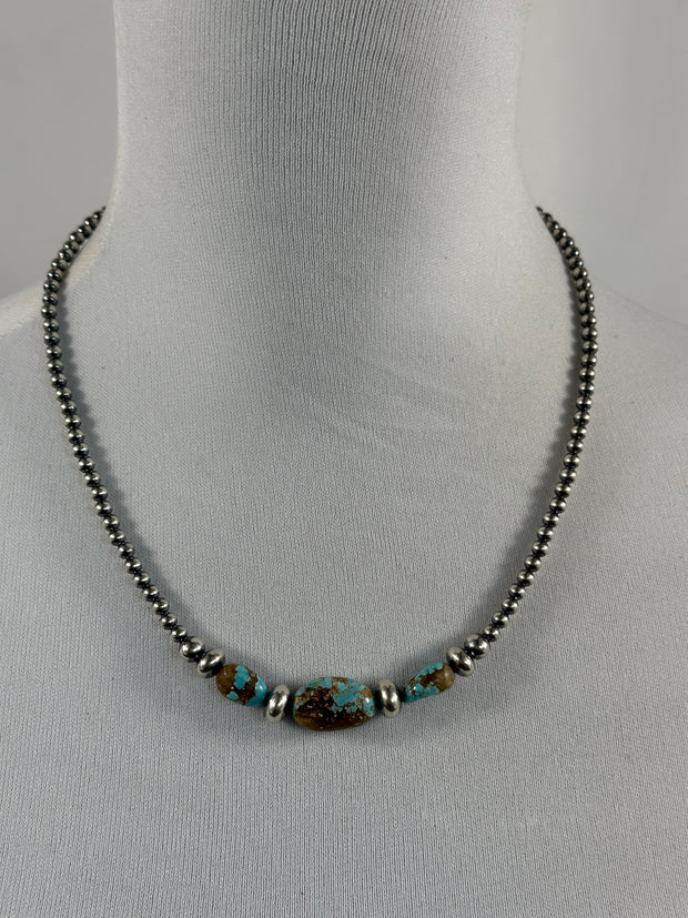 Kingman Turquoise and Navajo Pearl Necklace