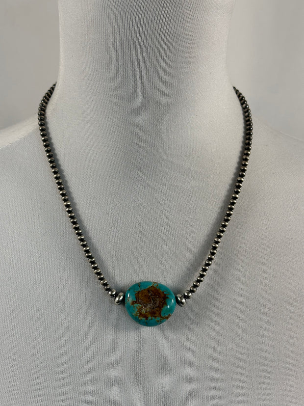 Kingman Turquoise and Navajo Pearl Necklace