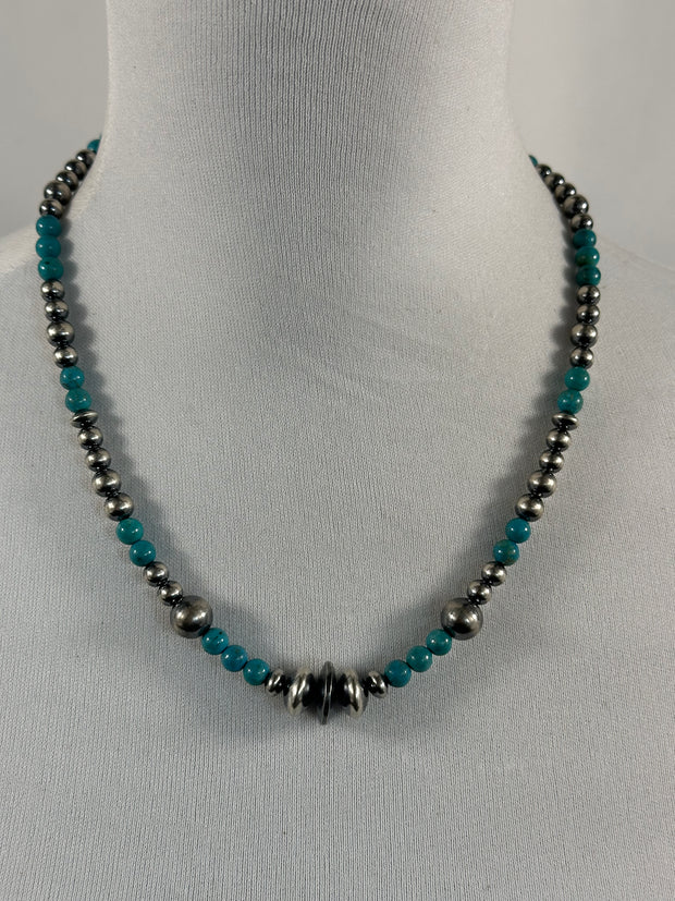 All Turquoise and Navajo Pearl Necklace