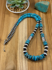 Kingman Disc & Sterling Pearl Necklace