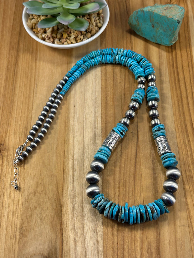 Kingman Disc & Sterling Pearl Necklace