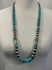 Kingman Disc & Sterling Pearl Necklace
