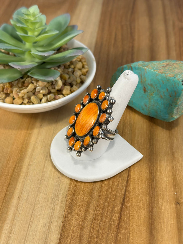 Orange Spiny Cluster Ring