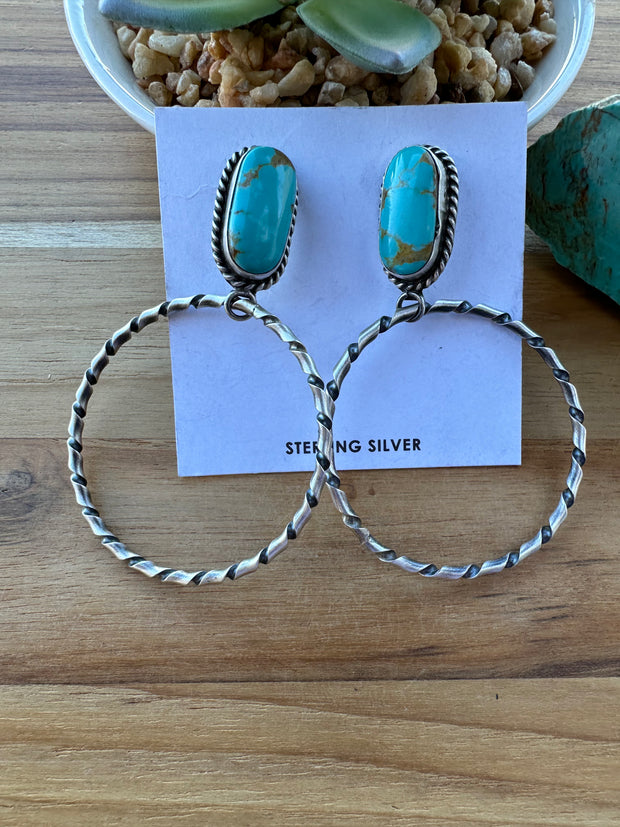 Kingman Turquoise Hoop Earrings