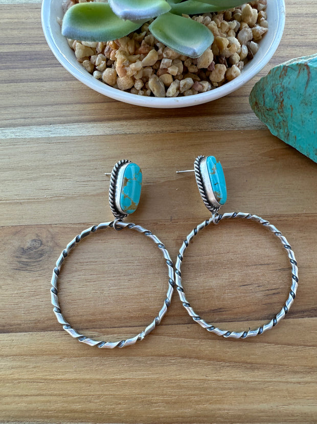 Kingman Turquoise Hoop Earrings