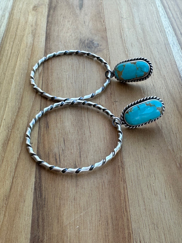 Kingman Turquoise Hoop Earrings