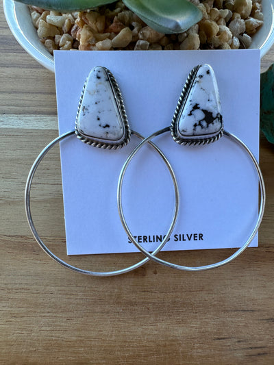 White Buffalo Hoop Earrings