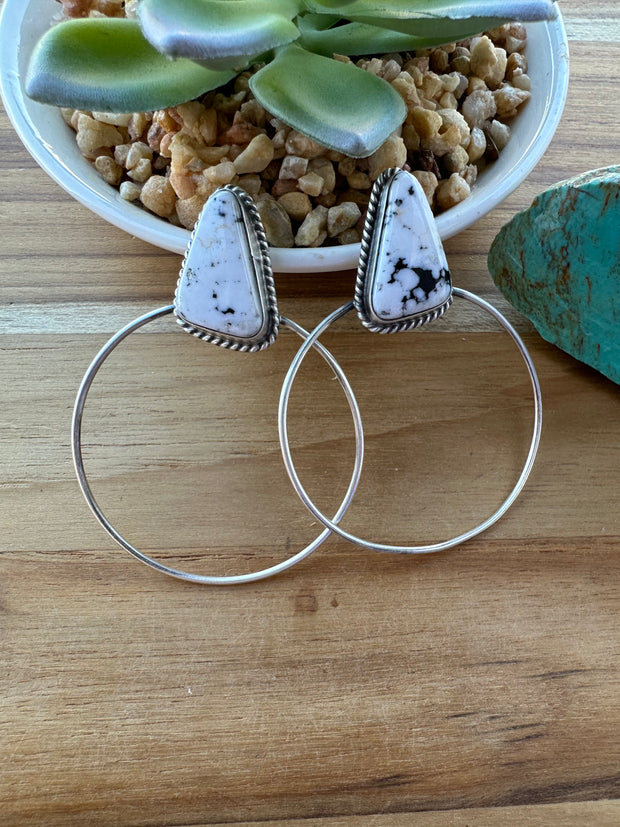 White Buffalo Hoop Earrings