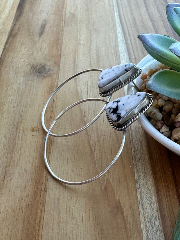 White Buffalo Hoop Earrings