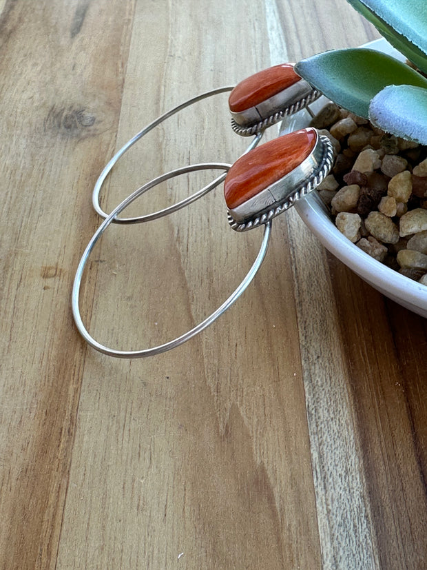 Orange Spiny Hoop Earrings