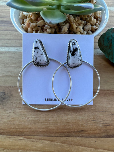 White Buffalo Hoop Earrings