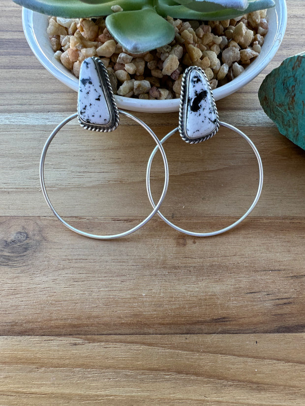 White Buffalo Hoop Earrings