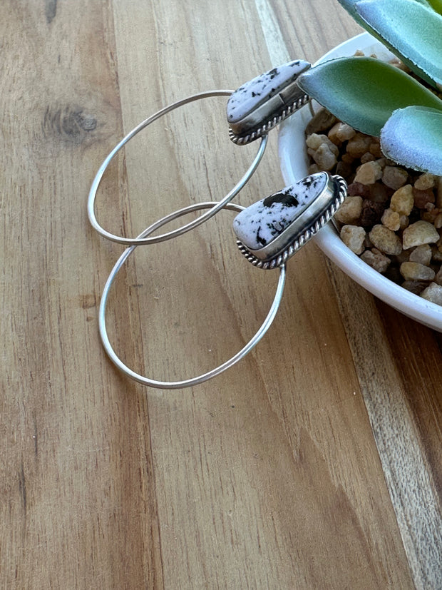 White Buffalo Hoop Earrings