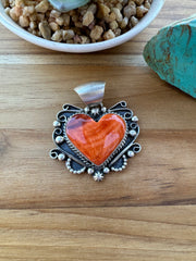 Orange Spiny Heart Pendant