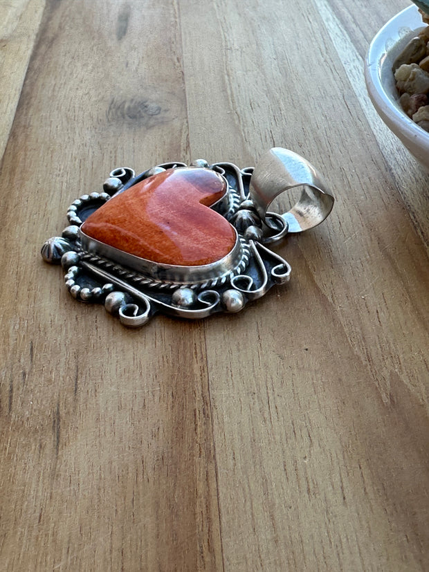 Orange Spiny Heart Pendant