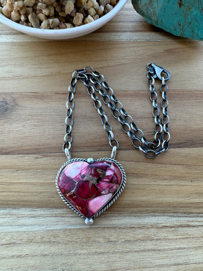 Dahlia Rose Heart Necklace
