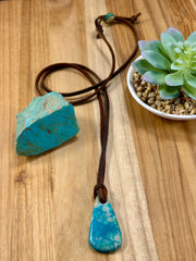 Adjustable Leather Kingman Slab Necklace