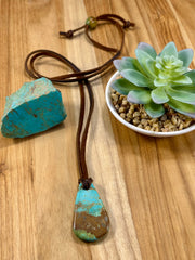 Adjustable Leather Kingman Slab Necklace