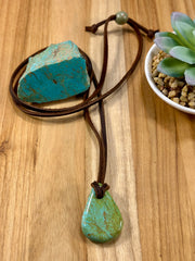 Adjustable Leather Kingman Slab Necklace