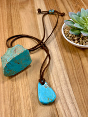 Adjustable Leather Kingman Slab Necklace