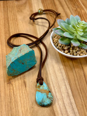 Adjustable Leather Kingman Slab Necklace