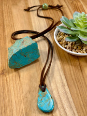 Adjustable Leather Kingman Slab Necklace