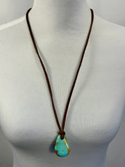 Adjustable Leather Kingman Slab Necklace