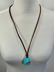 Adjustable Leather Kingman Slab Necklace