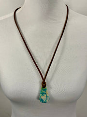 Adjustable Leather Kingman Slab Necklace