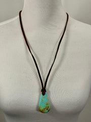 Adjustable Leather Kingman Slab Necklace
