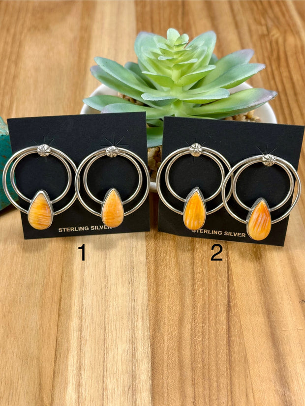 Spiny Oyster Hoop Earrings