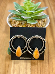 Spiny Oyster Hoop Earrings