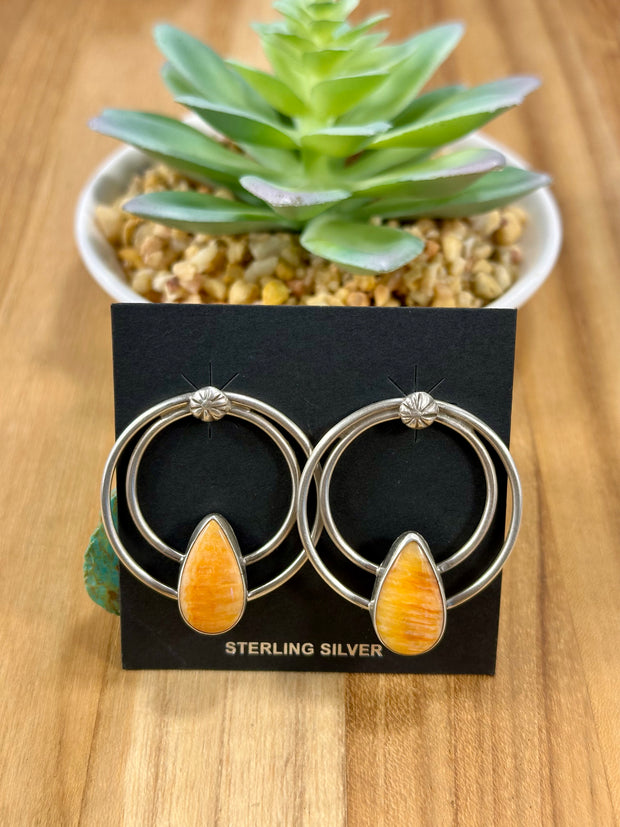 Spiny Oyster Hoop Earrings