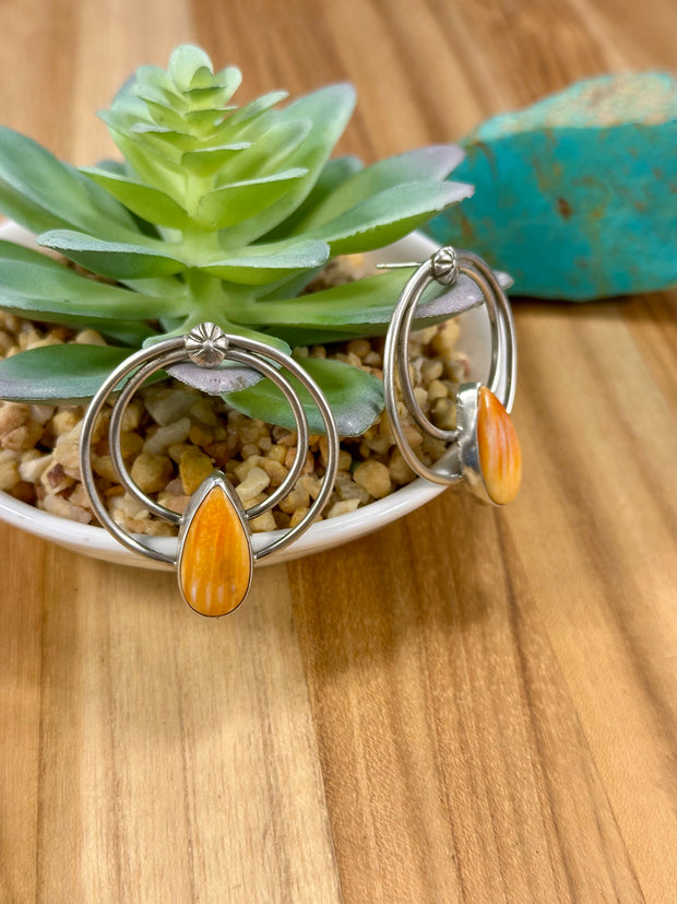 Spiny Oyster Hoop Earrings