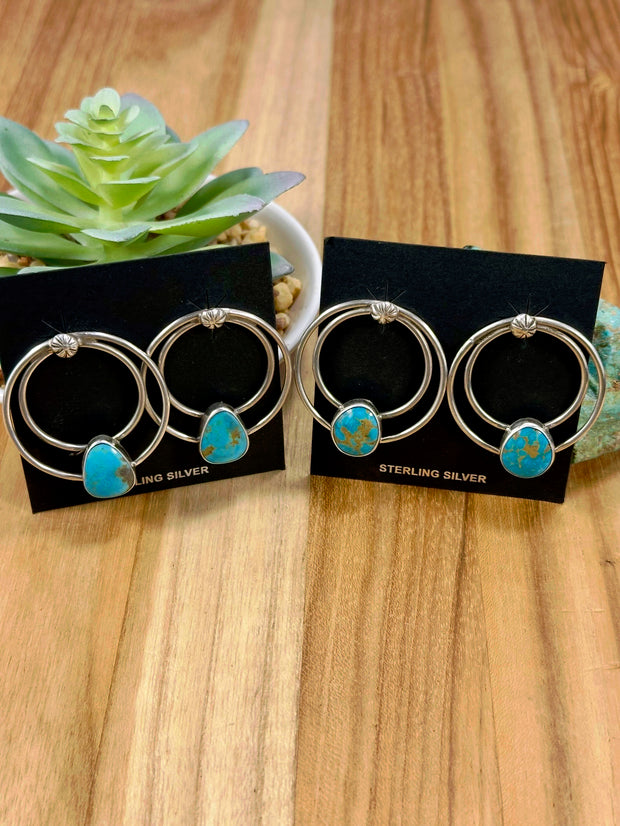 Kingman Turquoise Hoop Earrings