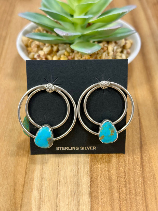 Kingman Turquoise Hoop Earrings