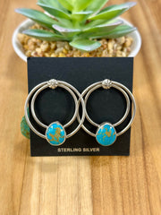 Kingman Turquoise Hoop Earrings