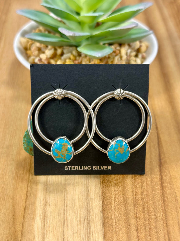 Kingman Turquoise Hoop Earrings