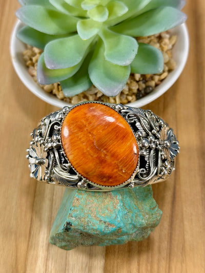 Orange Spiny Sterling Cuff