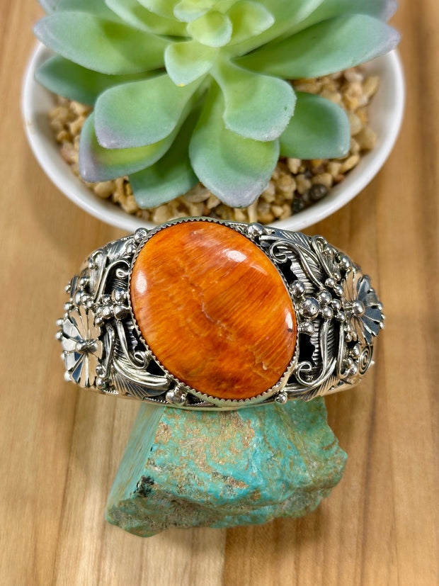 Orange Spiny Sterling Cuff