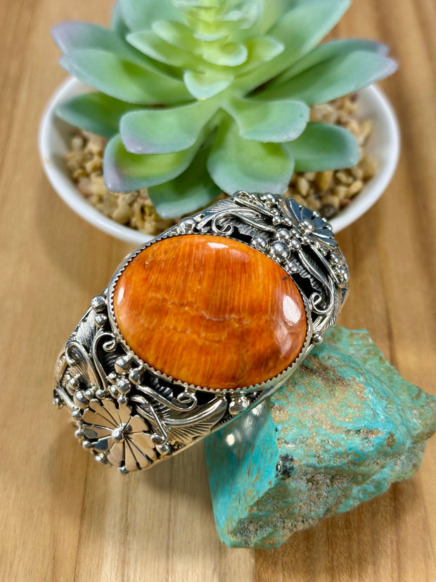 Orange Spiny Sterling Cuff