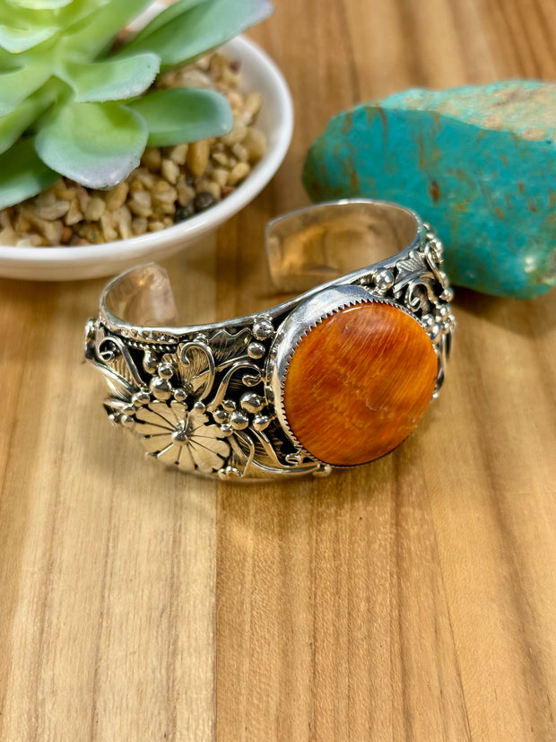 Orange Spiny Sterling Cuff