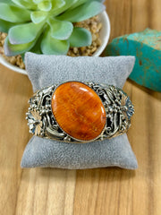 Orange Spiny Sterling Cuff