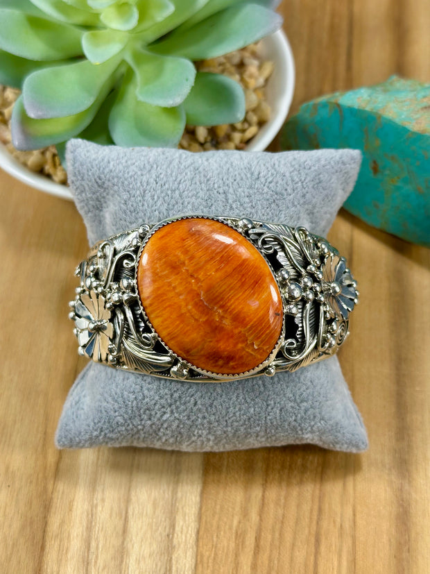 Orange Spiny Sterling Cuff