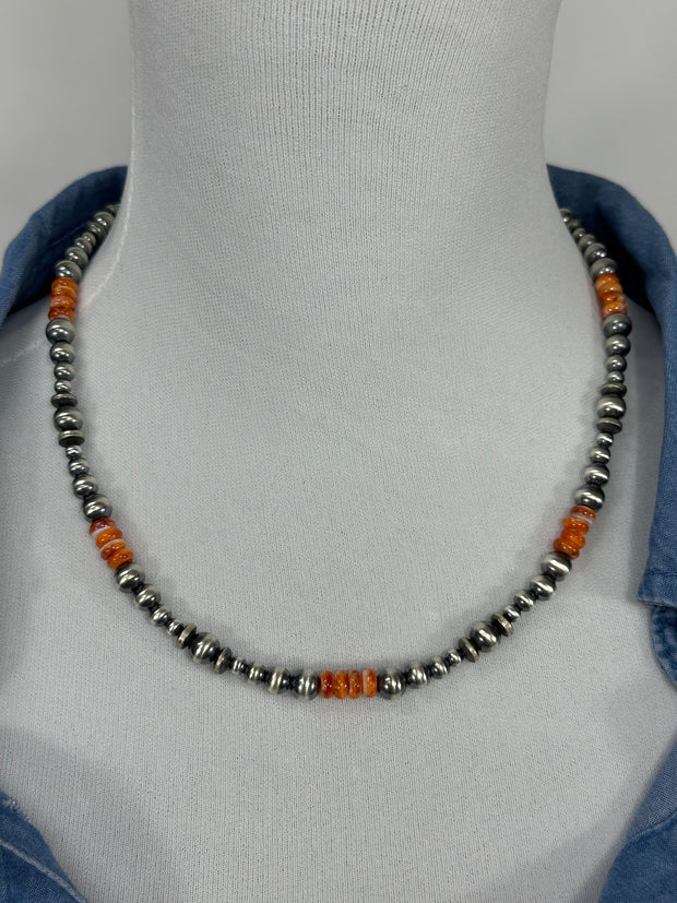 Orange Spiny & Pearl Necklace